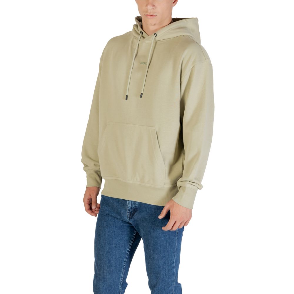Hugo Boss Green Cotton Hoodie - Artisanal Luxury Comfort