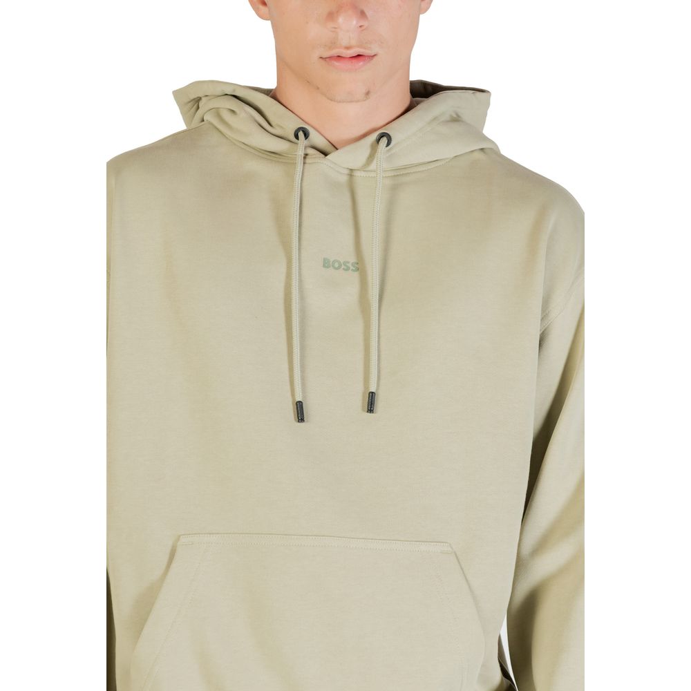 Hugo Boss Green Cotton Hoodie - Artisanal Luxury Comfort