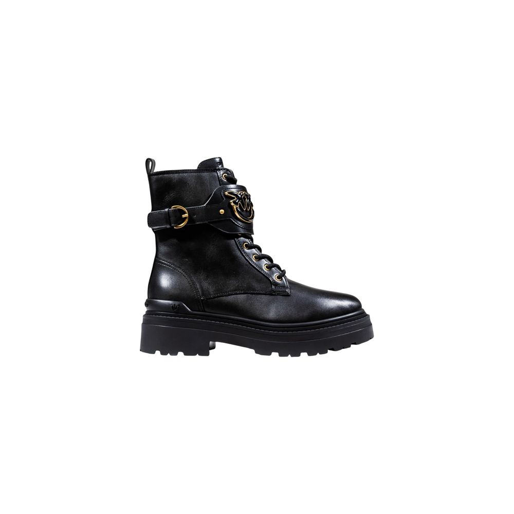 Elevate your style with PINKO Black Leather Ankle Boots, crafted from premium materials for unparalleled elegance, perfect for any sophisticated occasion.