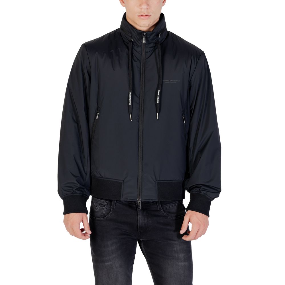 Elevate your wardrobe with the Armani Exchange Black Polyamide Bomber, a luxurious blend of technical elegance and comfort, perfect for the modern connoisseur.