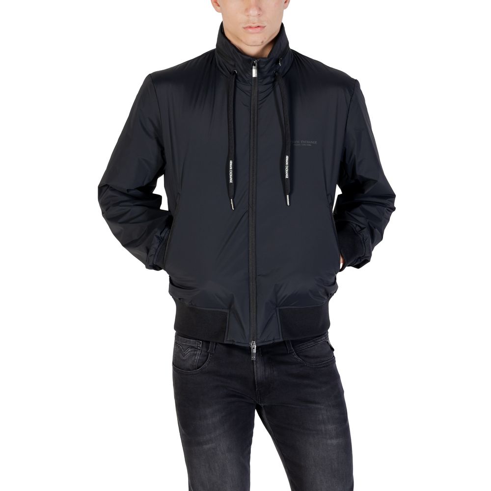 Elevate your wardrobe with the Armani Exchange Black Polyamide Bomber, a fusion of technical elegance and comfort, perfect for the discerning individual seeking timeless sophistication.