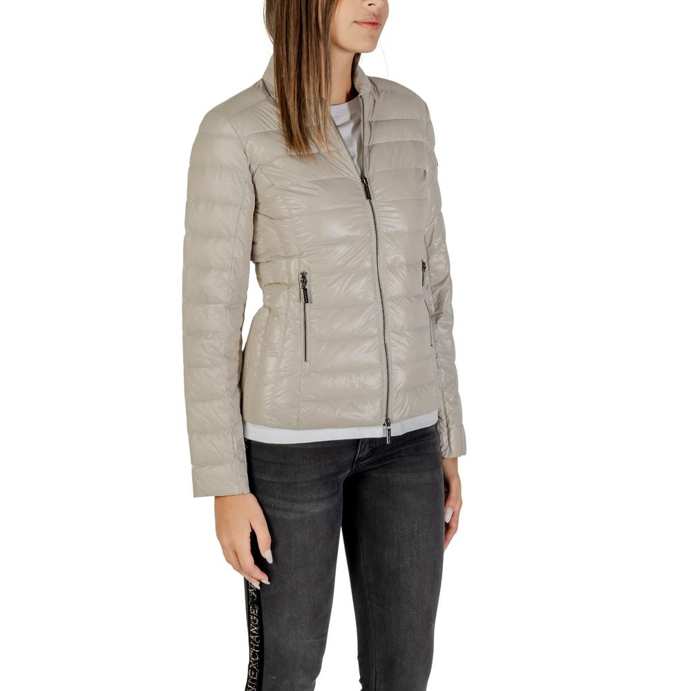 Experience the exquisite elegance of the Armani Exchange Beige Polyamide Coat, crafted from premium materials for unparalleled warmth and style in every winter outing.