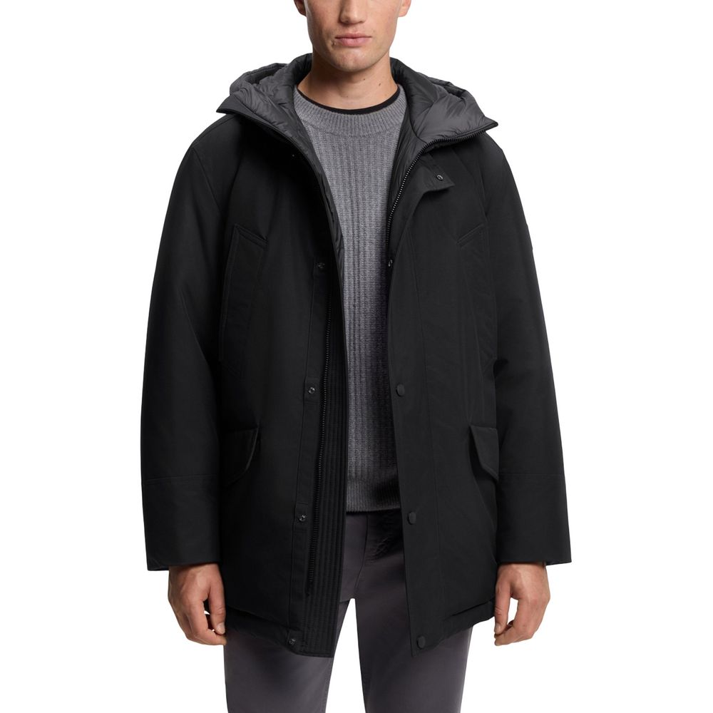 Hugo Boss Black Polyester Full-Length Jacket – Timeless Luxury