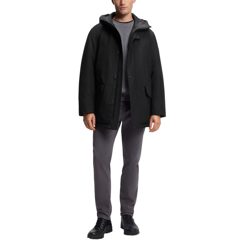 Hugo Boss Black Polyester Full-Length Jacket – Timeless Luxury