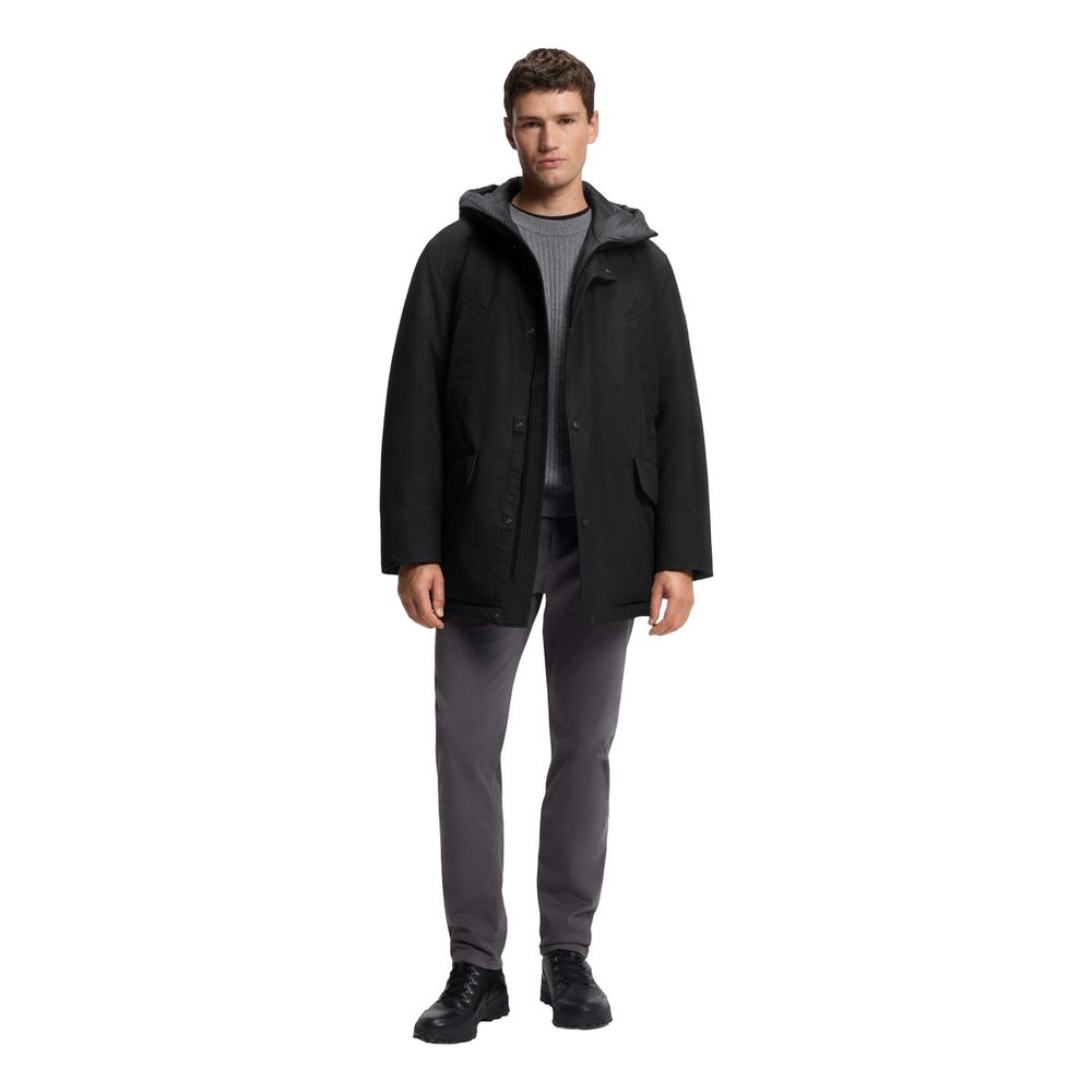 Hugo Boss Black Polyester Full-Length Jacket – Timeless Luxury