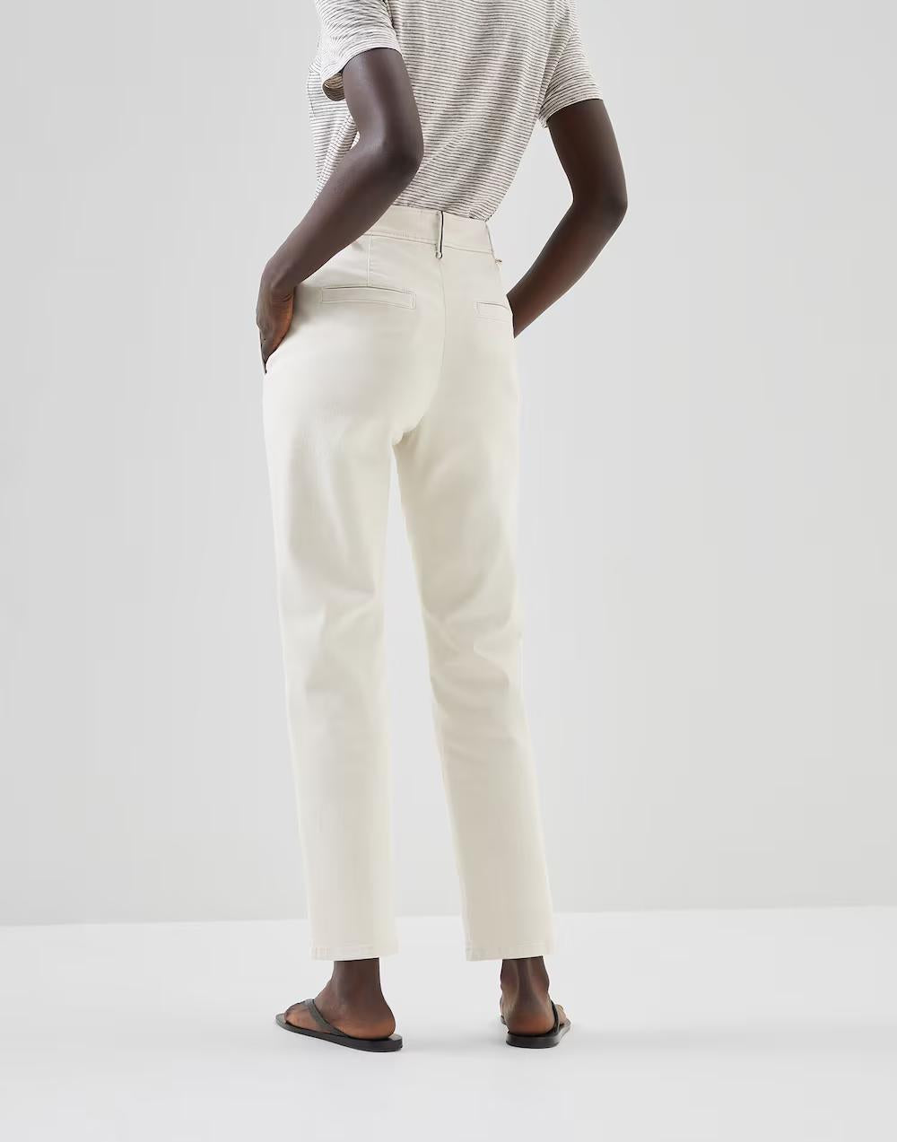 Brunello Cucinelli White Cotton Casual Pants