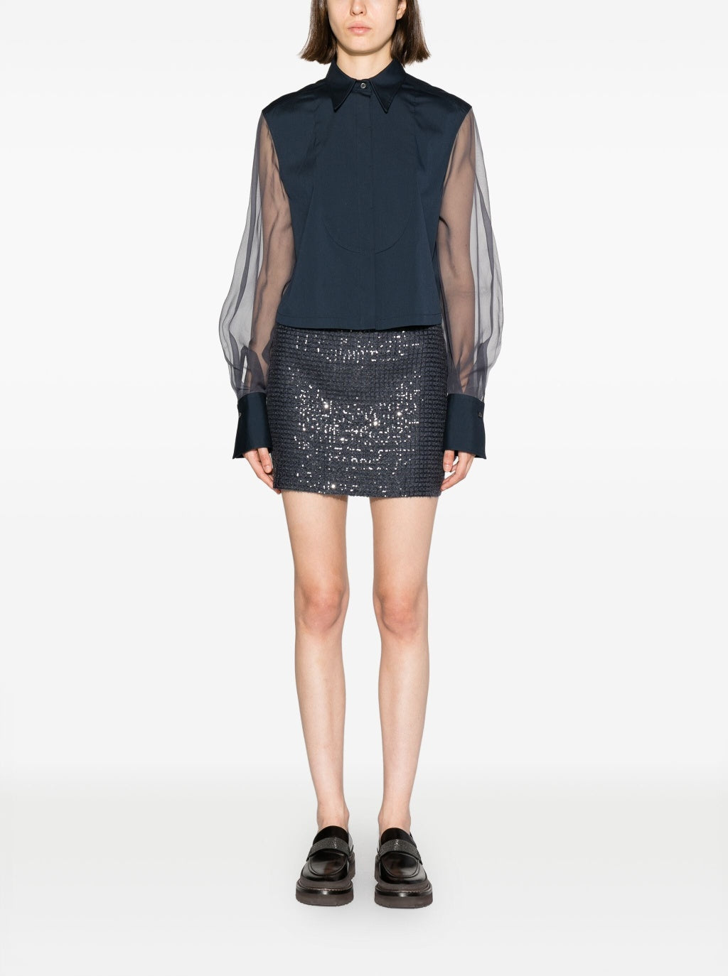 Brunello Cucinelli Gray Acetate Mini Skirt