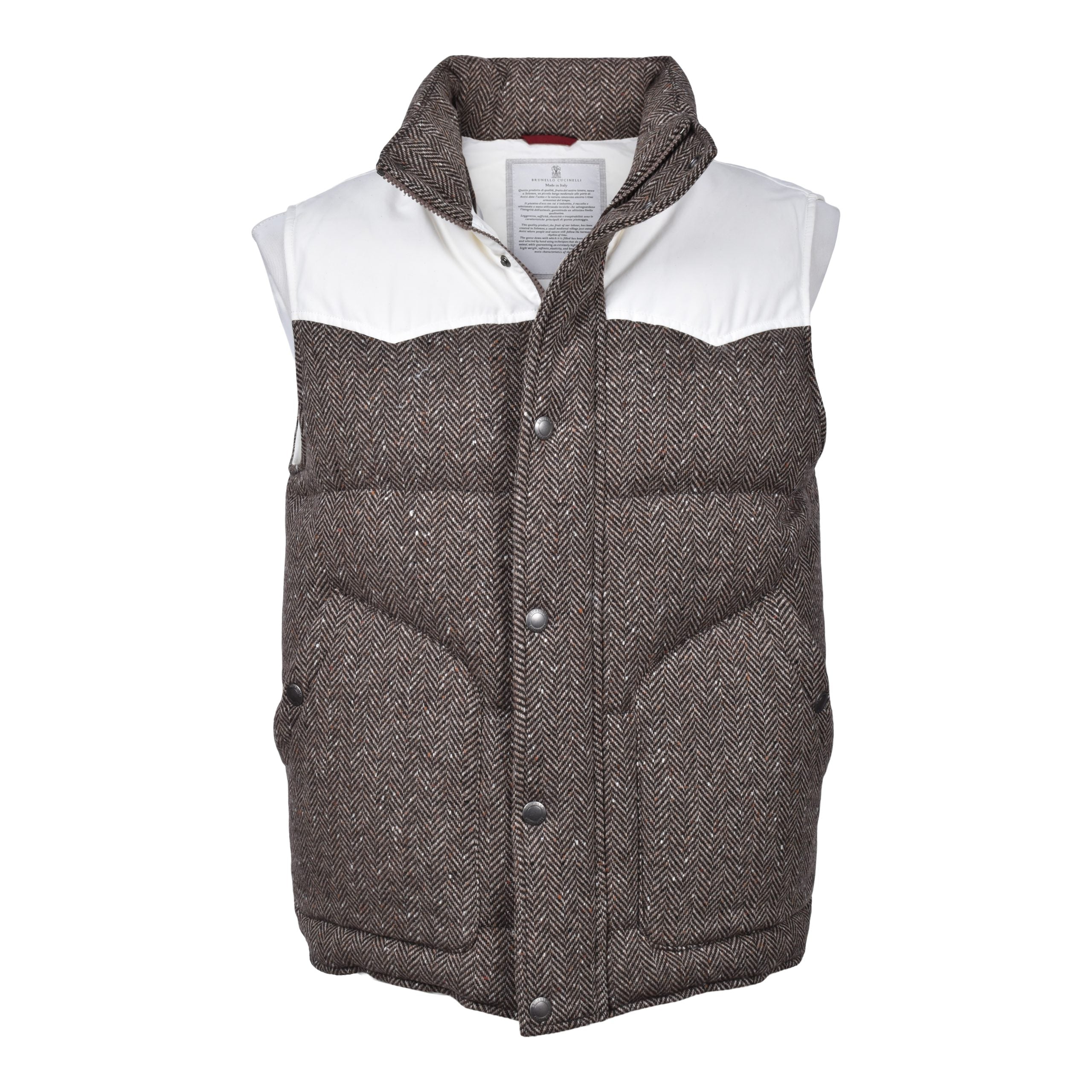 Brunello Cucinelli Brown Wool Sleveless Jacket