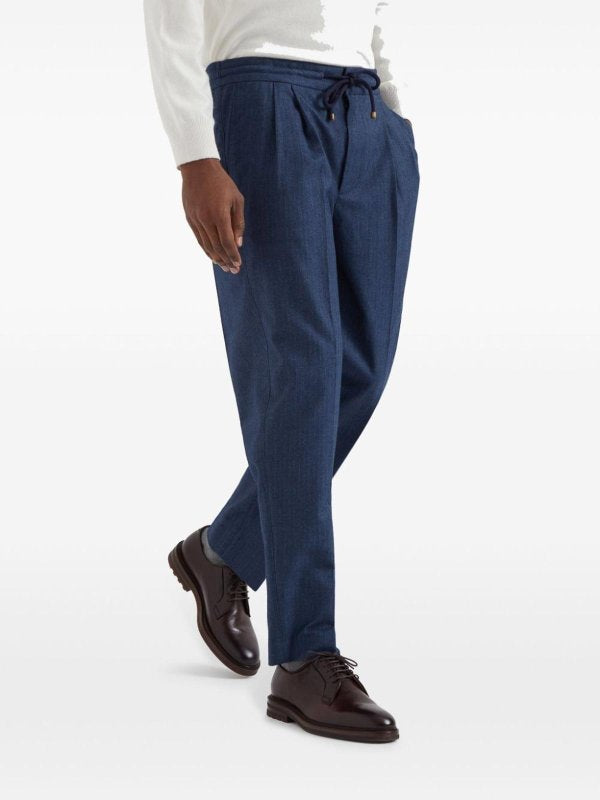Brunello Cucinelli Blue Cotton Pants
