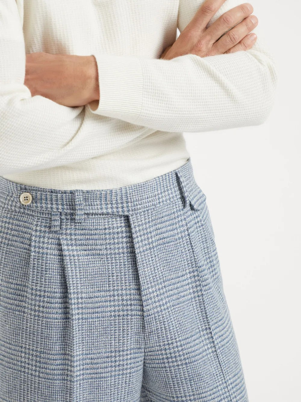 Brunello Cucinelli Light Blue Wool Casual Pants