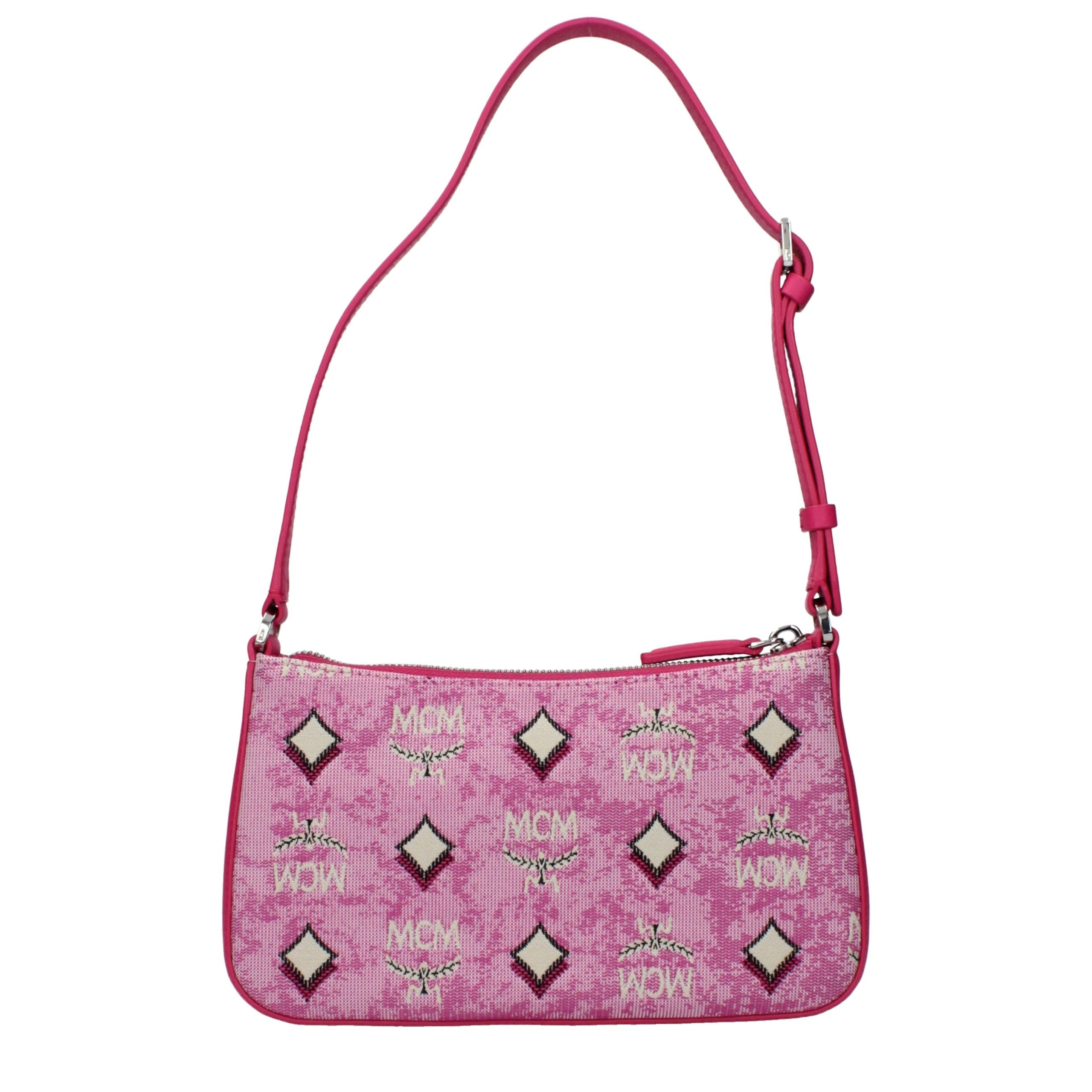 Elevate your style with the MCM Pink Fabric Crossbody Bag, a masterpiece of exquisite craftsmanship that embodies luxury and sophistication for every occasion.