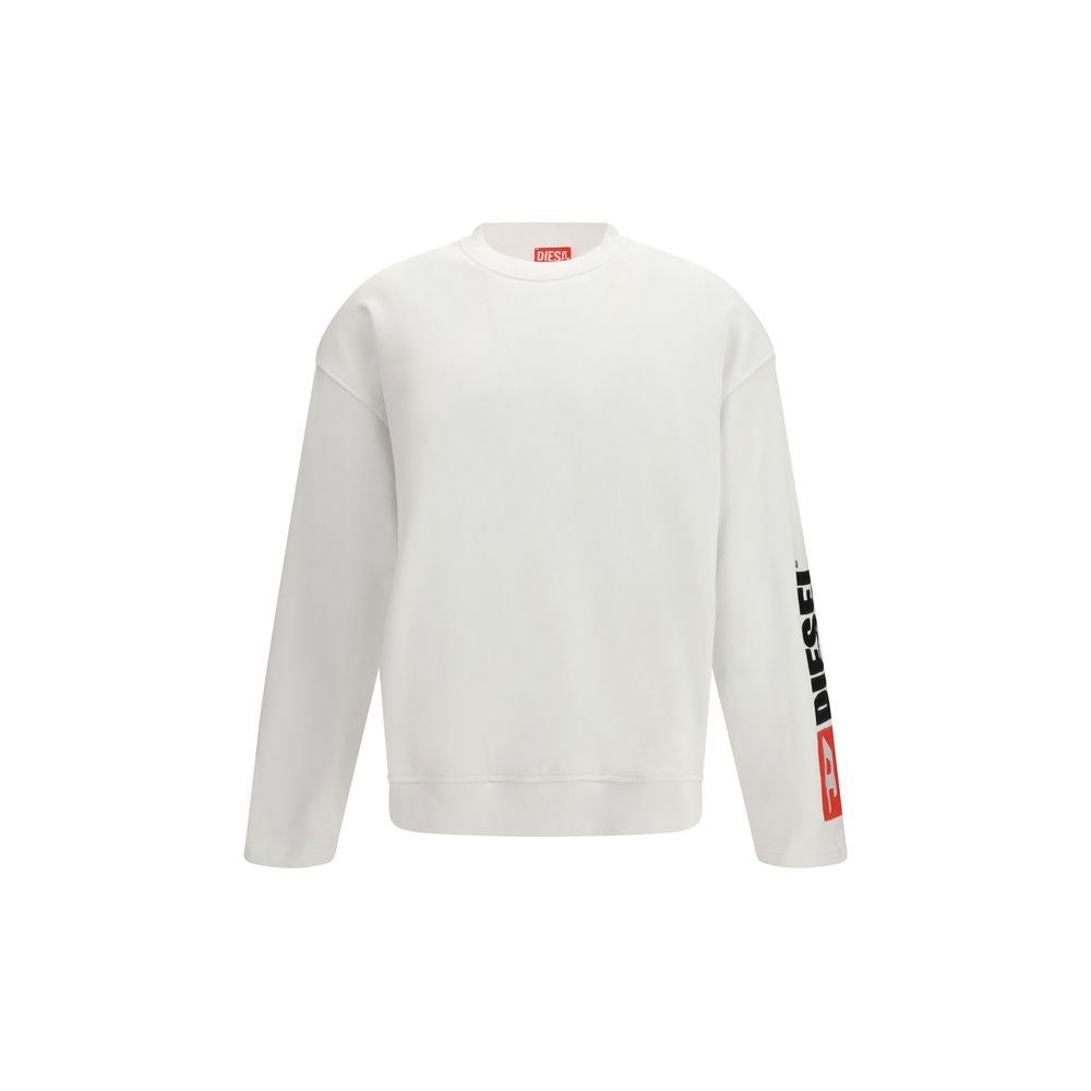 Diesel White Cotton Sweatshirt - Designer Luxury Essential
