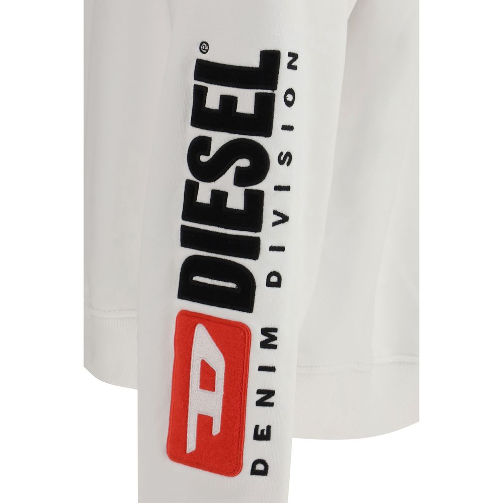 Diesel White Cotton Sweatshirt - Designer Luxury Essential
