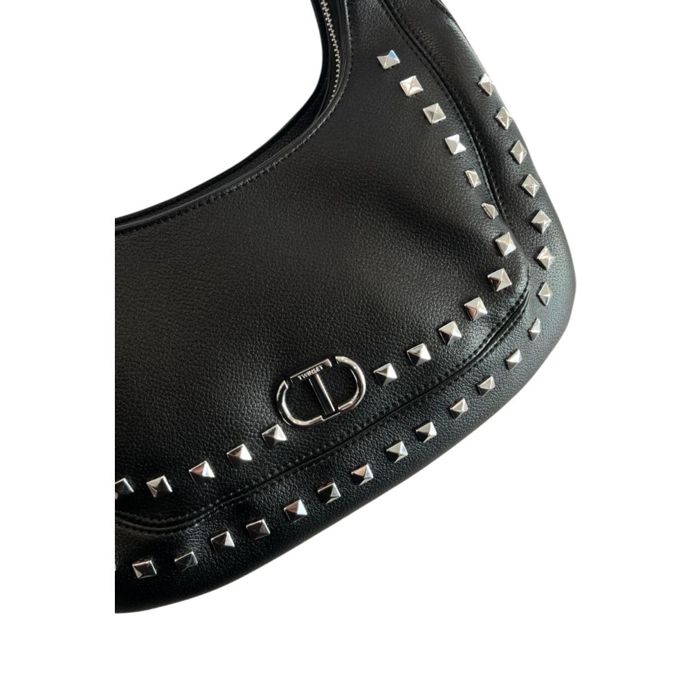 Twinset Black PU Shoulder Bag - Luxurious Chic Accessory