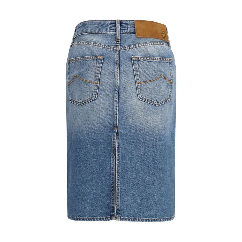 Jacob Cohen Blue Denim Skirt - Timeless Elegance in Cotton
