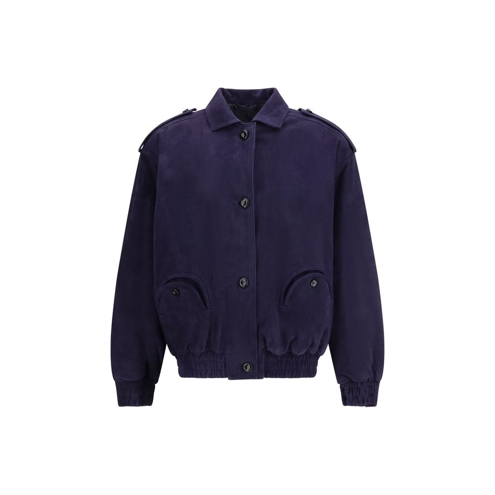 Blazé Milano Blue Lamb Bomber Jacket – Timeless Luxury Elegance