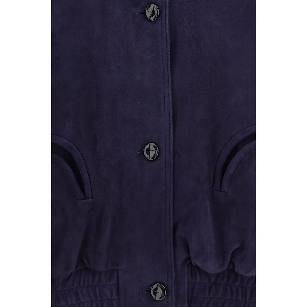 Blazé Milano Blue Lamb Bomber Jacket – Timeless Luxury Elegance