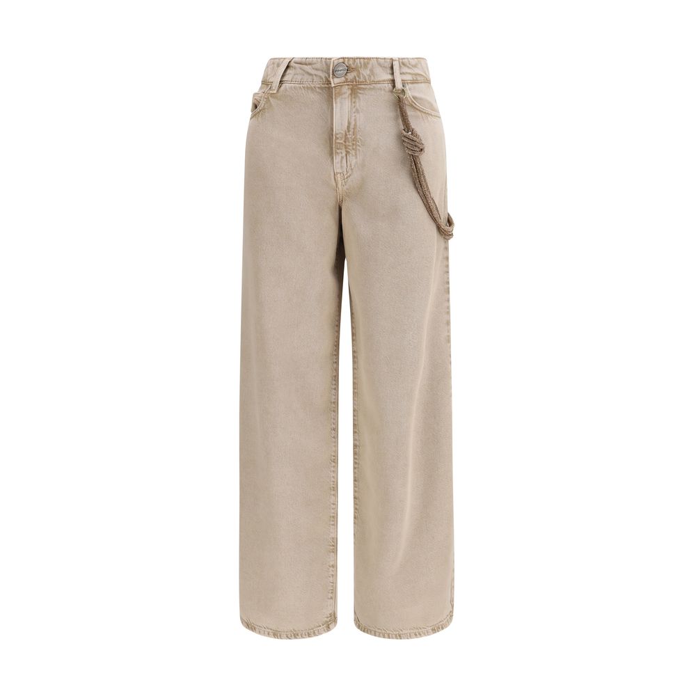 PINKO Beige Cotton Relaxed Fit Jeans - Effortless Luxury Style