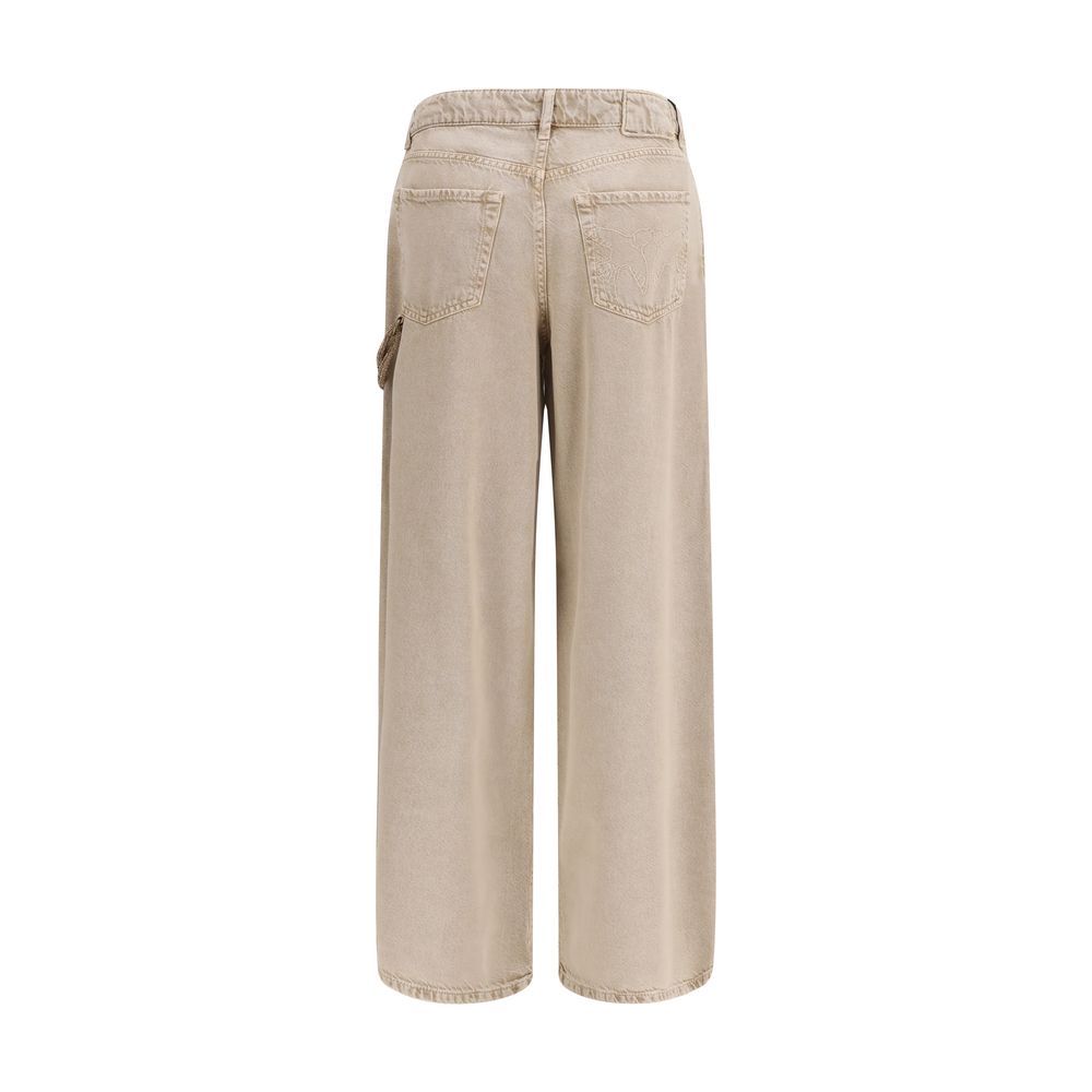 PINKO Beige Cotton Relaxed Fit Jeans - Elevate Everyday Elegance