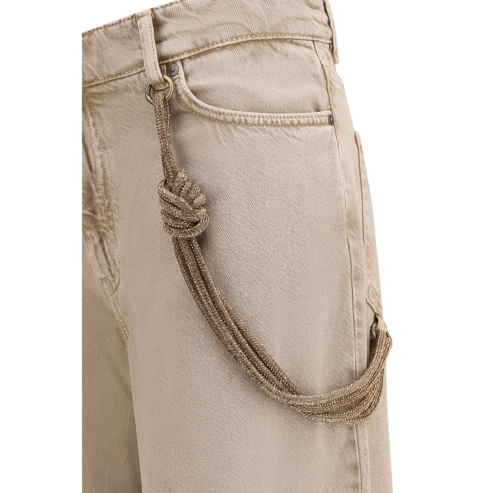 PINKO Beige Cotton Relaxed Fit Jeans - Elevate Your Everyday Elegance
