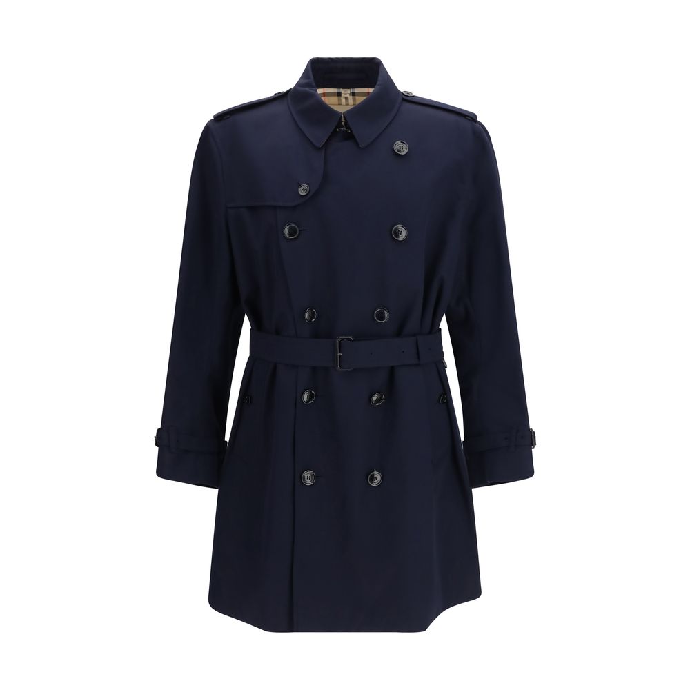 Burberry Blue Cotton Trench Coat - Artisanal Luxury Outerwear