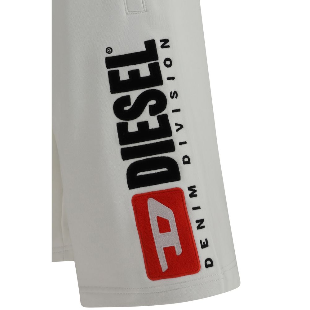 Diesel White Cotton Bermuda Shorts - Artisanal Luxury Fashion