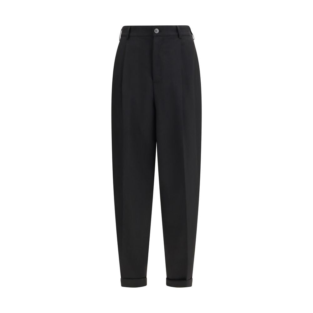 Marni Black Fleece Wool Casual Pants - Timeless Luxury Elegance