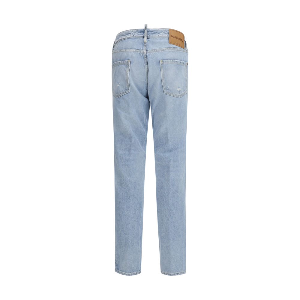 Indulge in the luxury of Dsquared² Blue Cotton Straight-Leg Jeans, a masterpiece of craftsmanship and urban sophistication for the discerning individual.