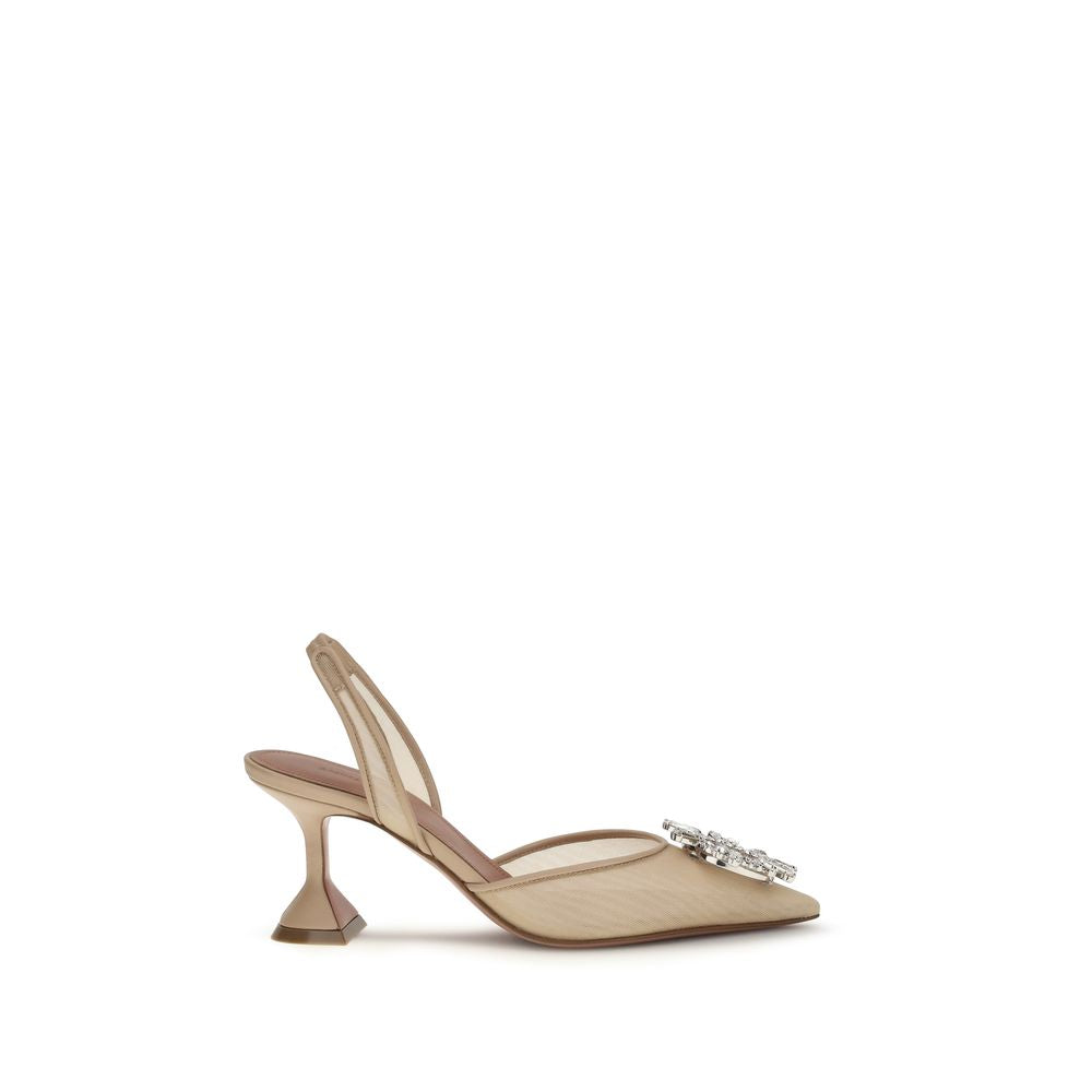 Amina Muaddi Beige High Heel Pumps – Exquisite Luxury Elegance