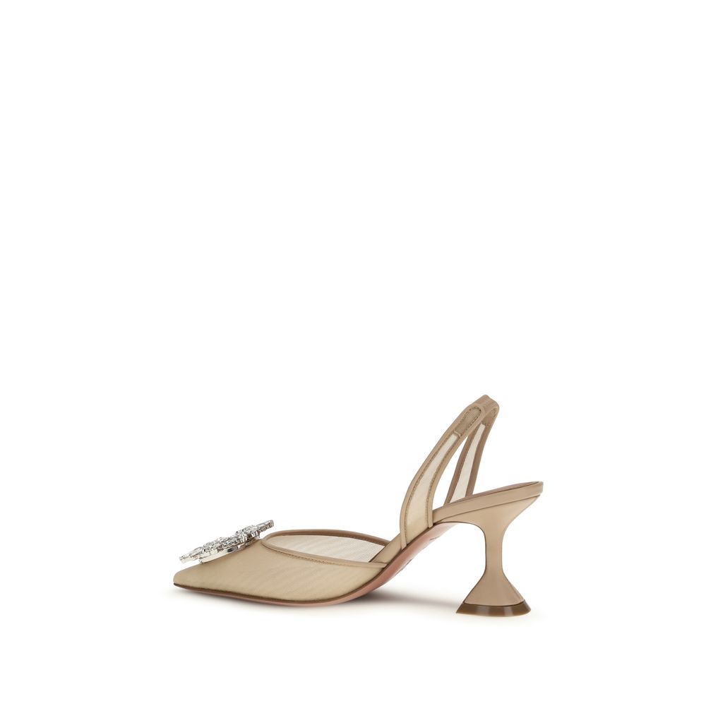 Amina Muaddi Beige High Heel Pumps - Exquisite Luxury Elegance
