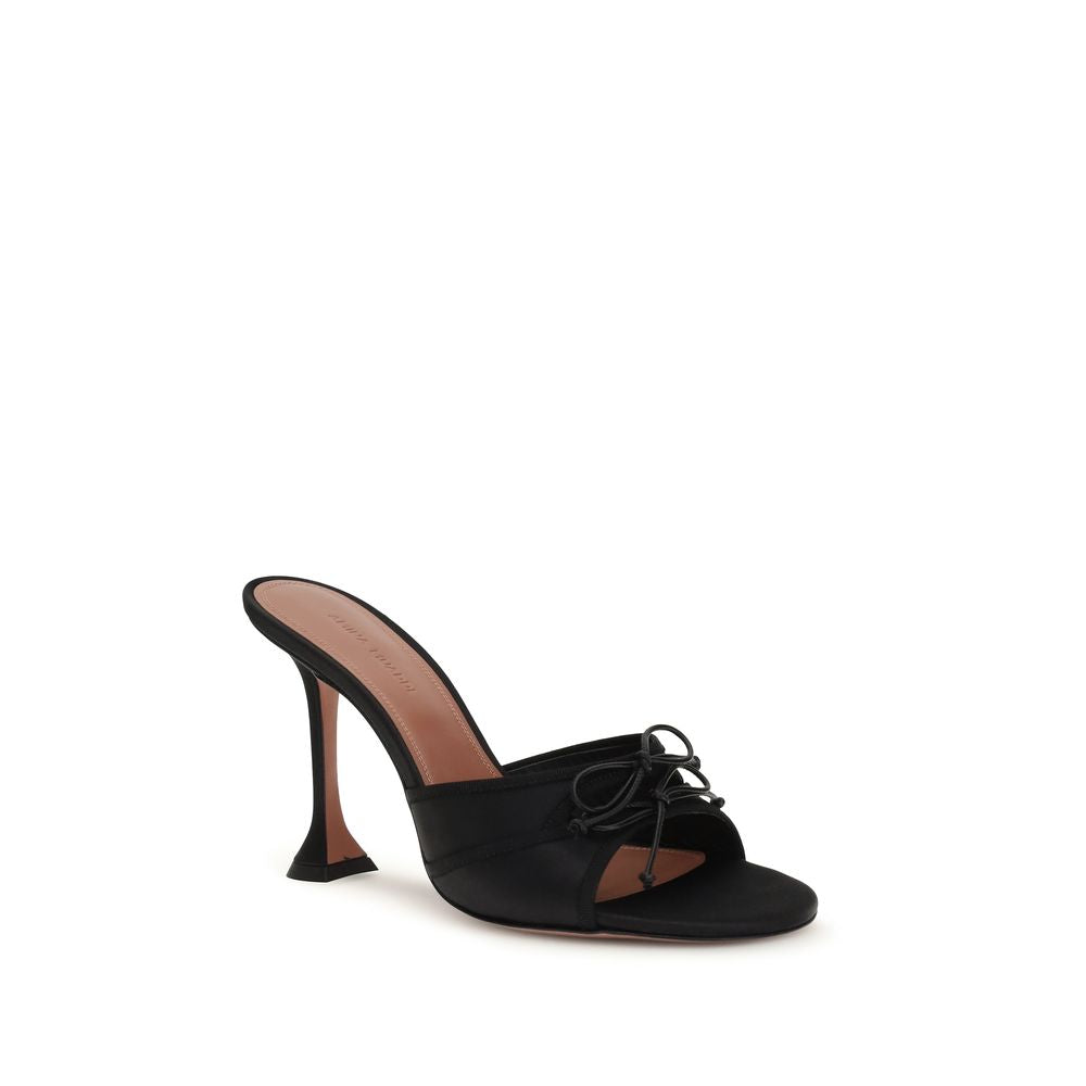 Amina Muaddi Black Calf Leather Bos Taurus Slippers