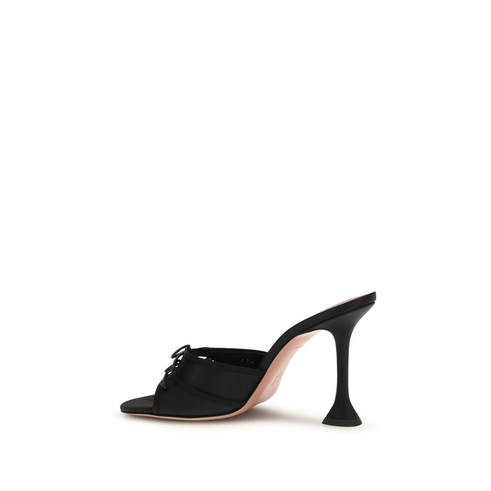Amina Muaddi Black Calf Leather Bos Taurus Slippers