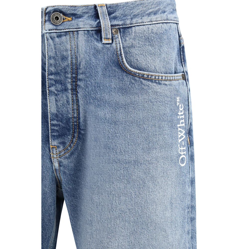 Elevate your wardrobe with Off-White Blue Cotton Relaxed Fit Jeans, a blend of contemporary design and luxurious comfort, perfect for the discerning fashion connoisseur.