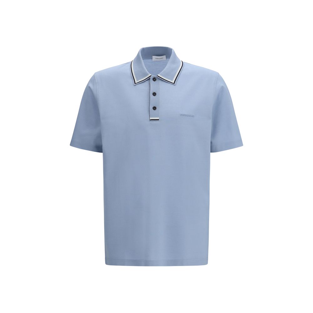 Elevate your wardrobe with the Ferragamo Blue Cotton Polo Shirt, crafted from 100% cotton for luxurious comfort and timeless sophistication in every occasion.