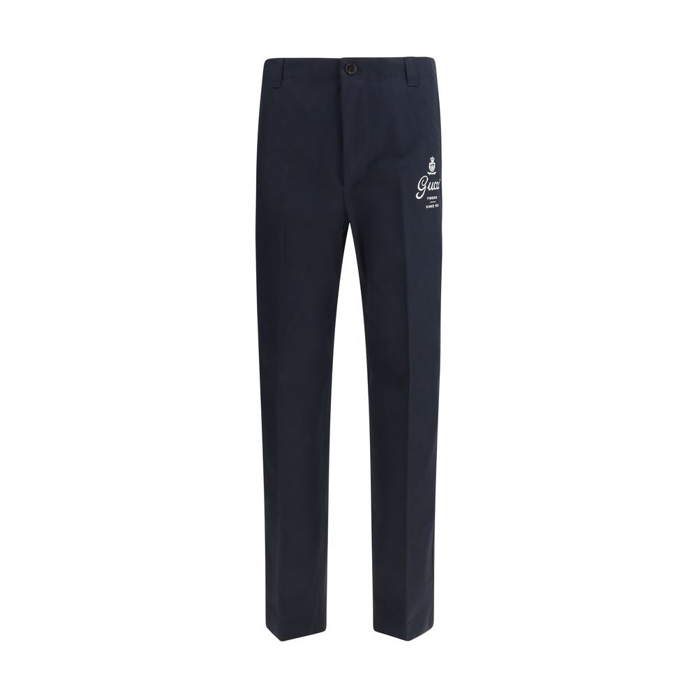 Gucci Blue Cotton Casual Pants - Designer Luxury Essentials