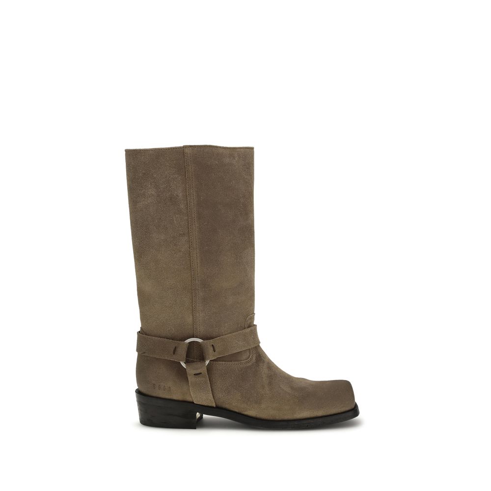 Indulge in the exquisite craftsmanship of Golden Goose Beige Calf Leather Bos Taurus Lace-Up Boots, a luxurious blend of Texan biker style and modern elegance for any occasion.