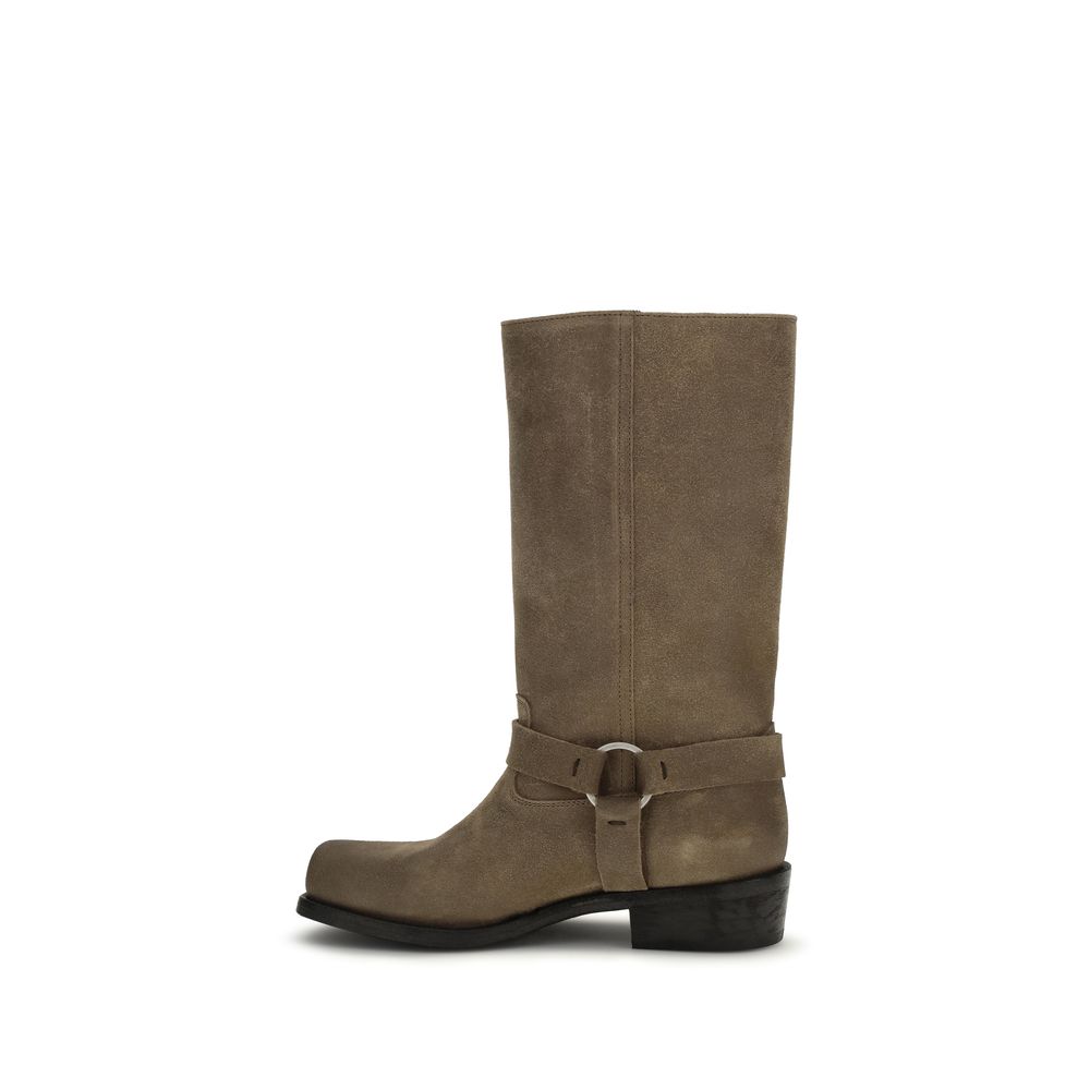 Indulge in the exquisite craftsmanship of Golden Goose Beige Calf Leather Bos Taurus Lace-Up Boots, where luxury meets Texan biker chic for a timeless statement.