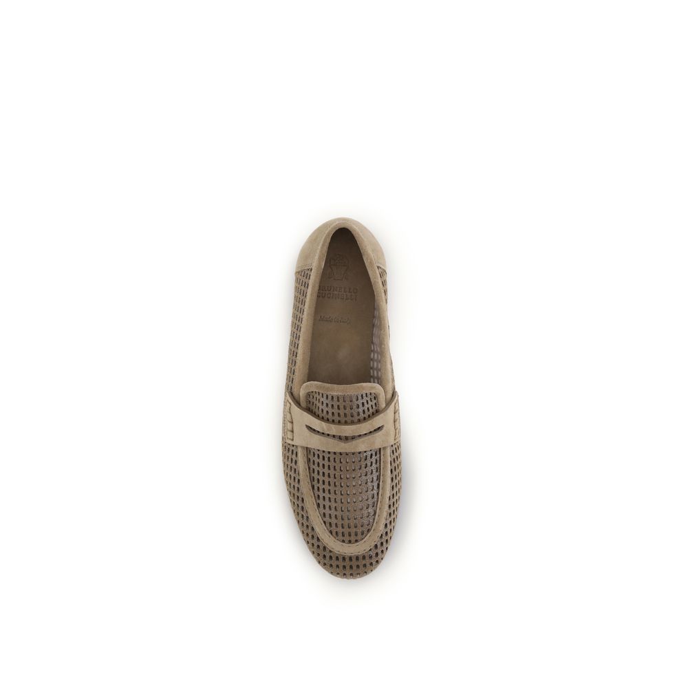 Brunello Cucinelli Beige Slip-On Loafers – Artisanal Luxury