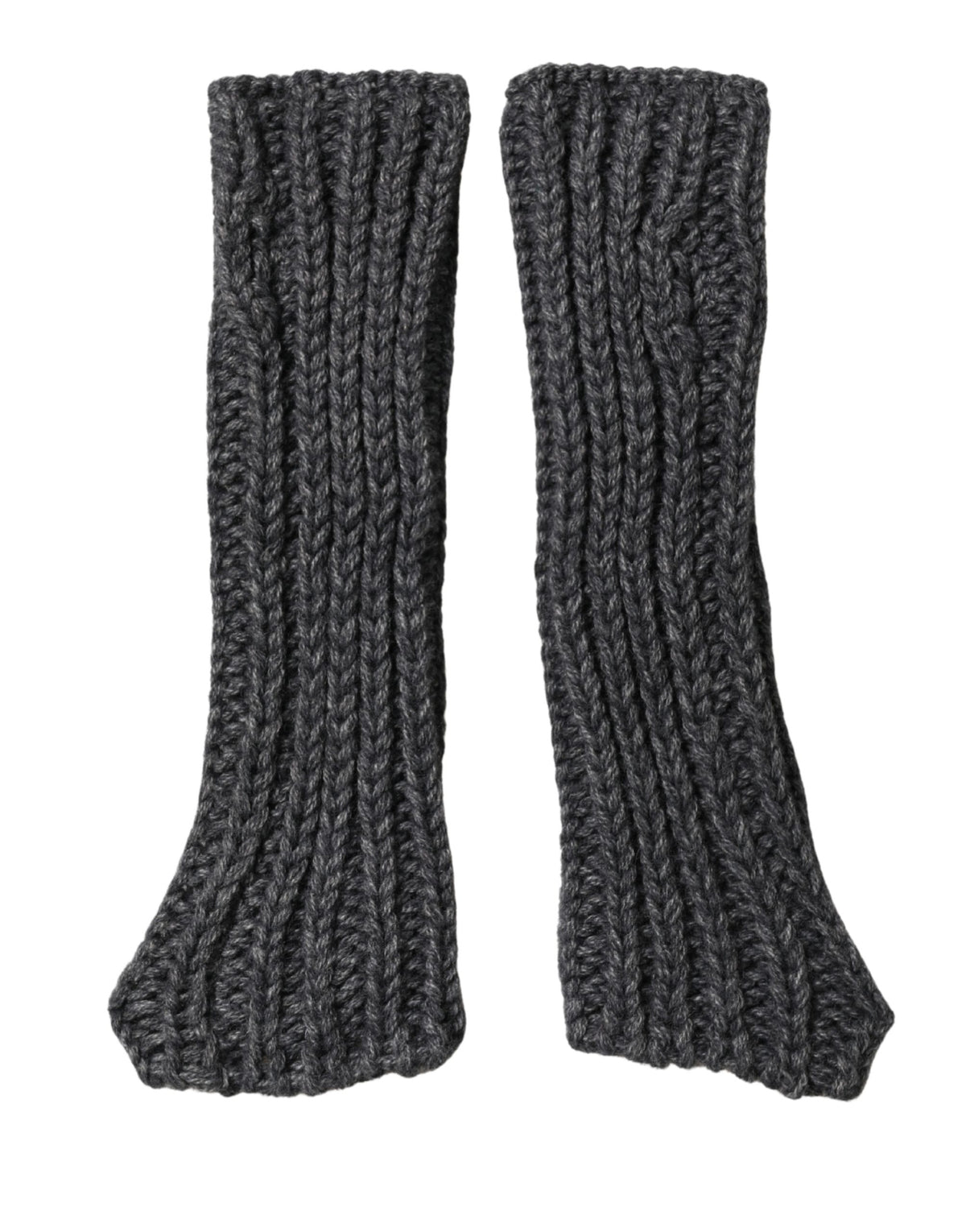 Elevate your winter wardrobe with Dolce & Gabbana's Gray Acrylic Knitted Fingerless Arm Warmer Gloves, crafted in Italy for unparalleled luxury and comfort.