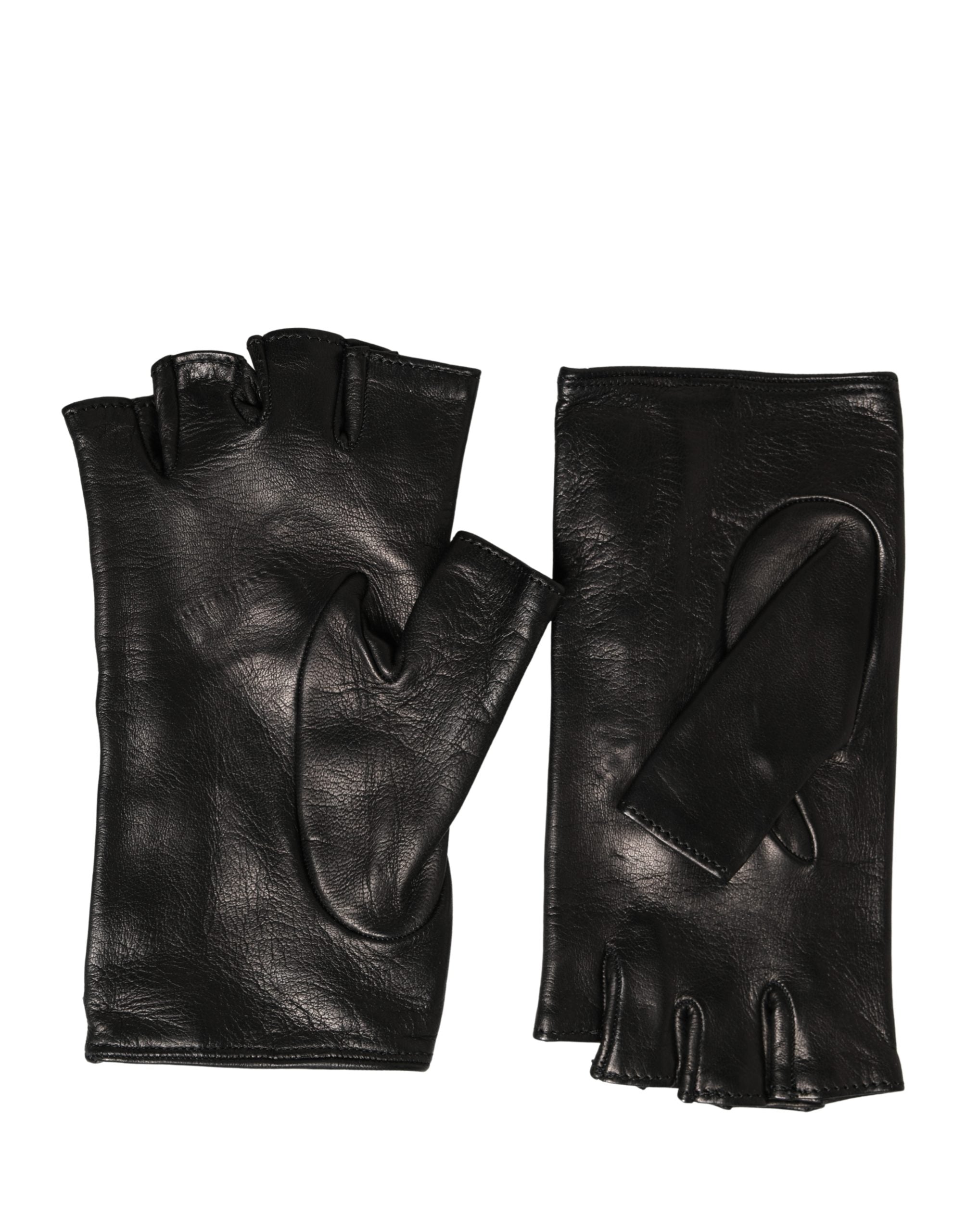 Indulge in the exquisite Dolce & Gabbana Black Embellished Mitten Gloves, crafted from luxurious lamb leather, merging elegance with artisanal mastery for the discerning connoisseur.