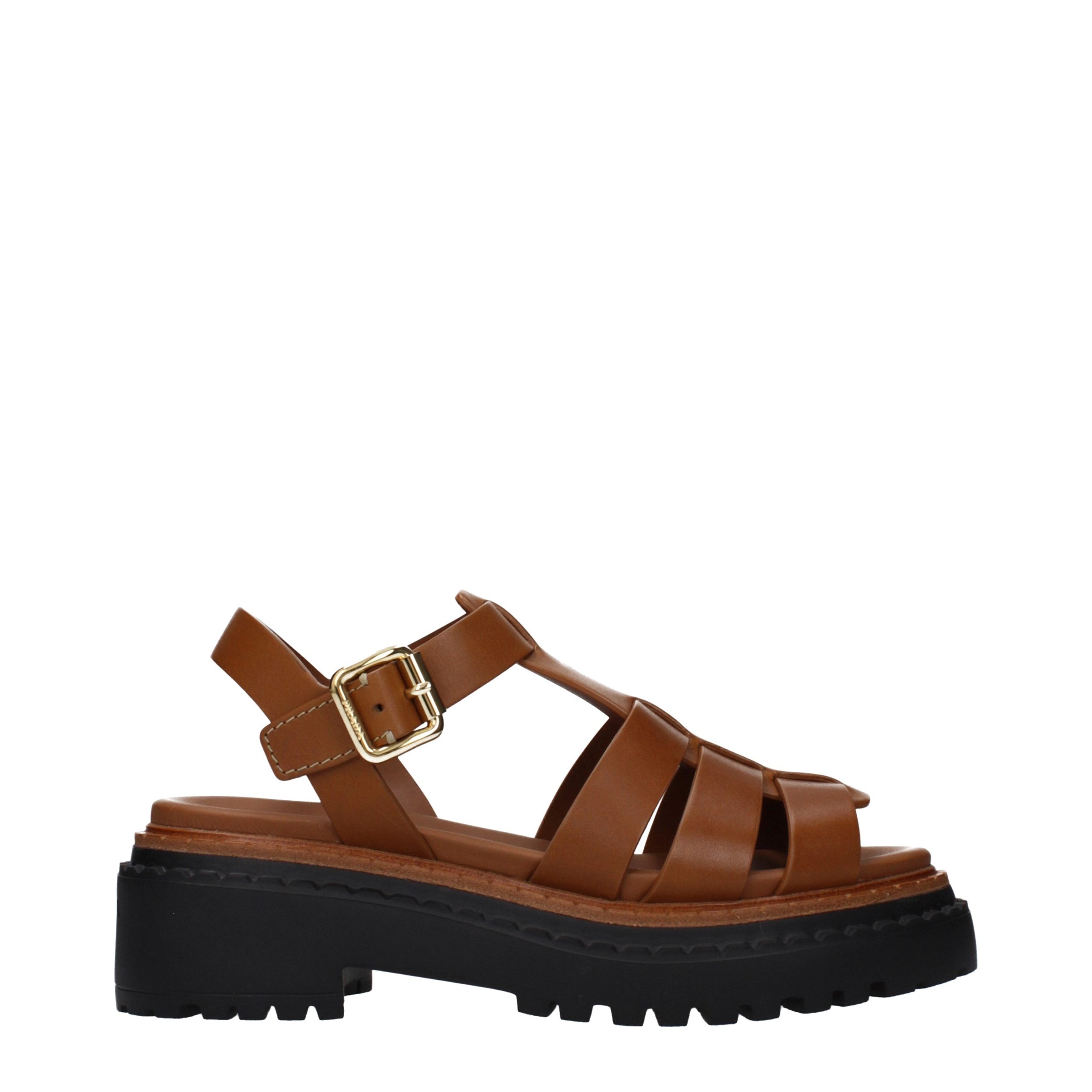 Indulge in the sophistication of Prada Brown Leather Platform Sandals, where exquisite Italian craftsmanship meets timeless elegance, perfect for elevating your style.