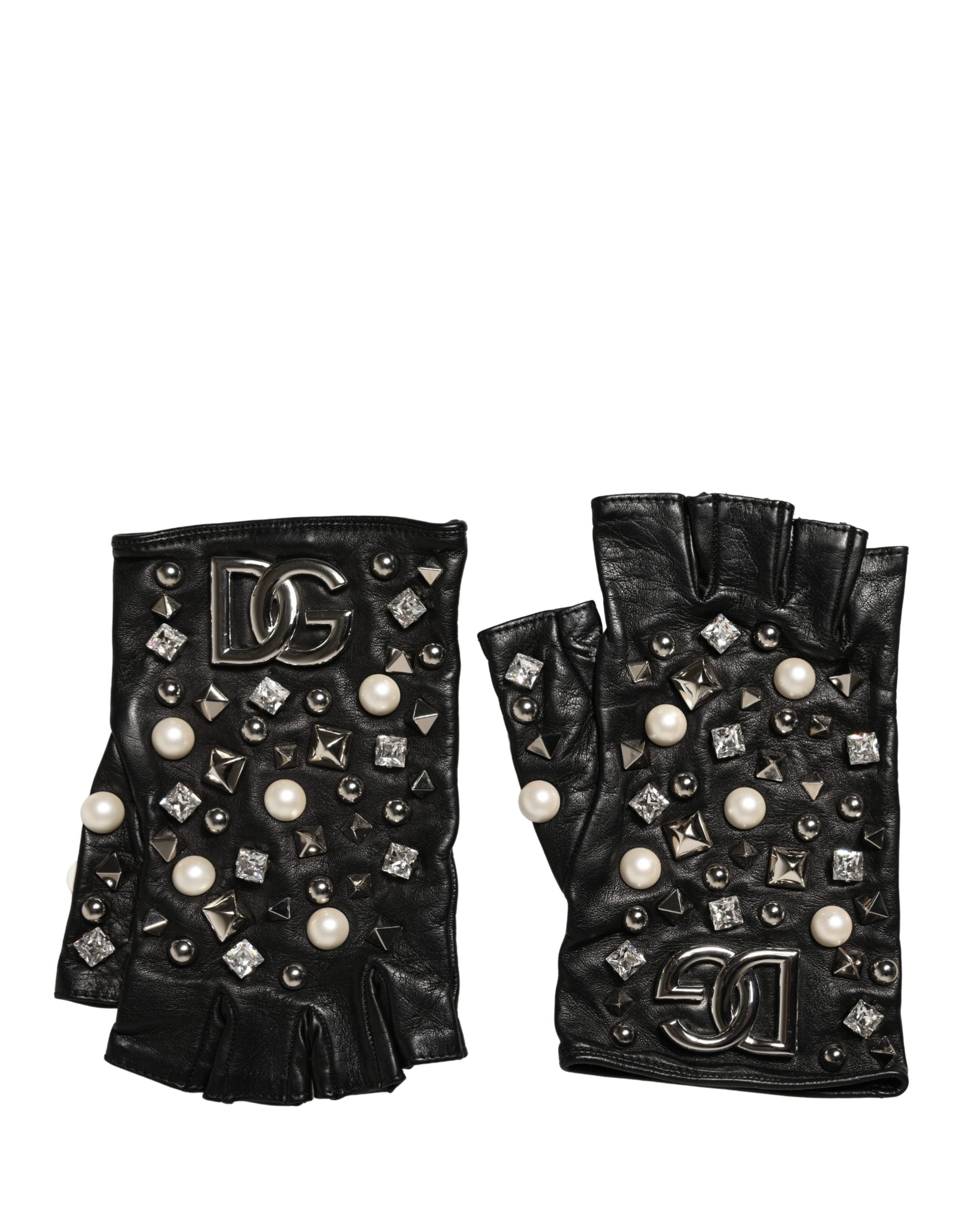 Dolce & Gabbana Black Pearl Embellished Gloves - Luxury Essentials