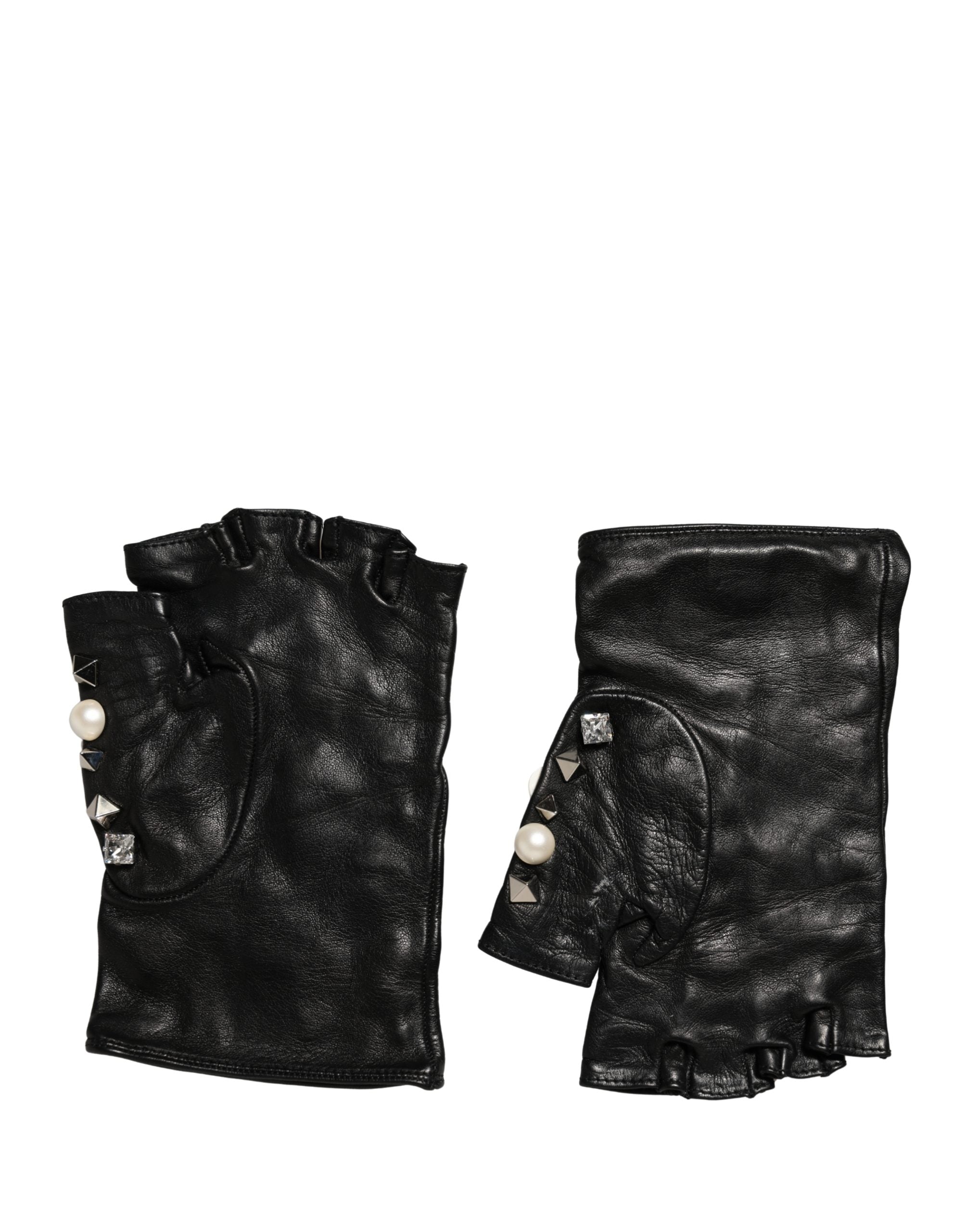 Dolce & Gabbana Black Pearl Embellished Gloves - Luxury Essentials