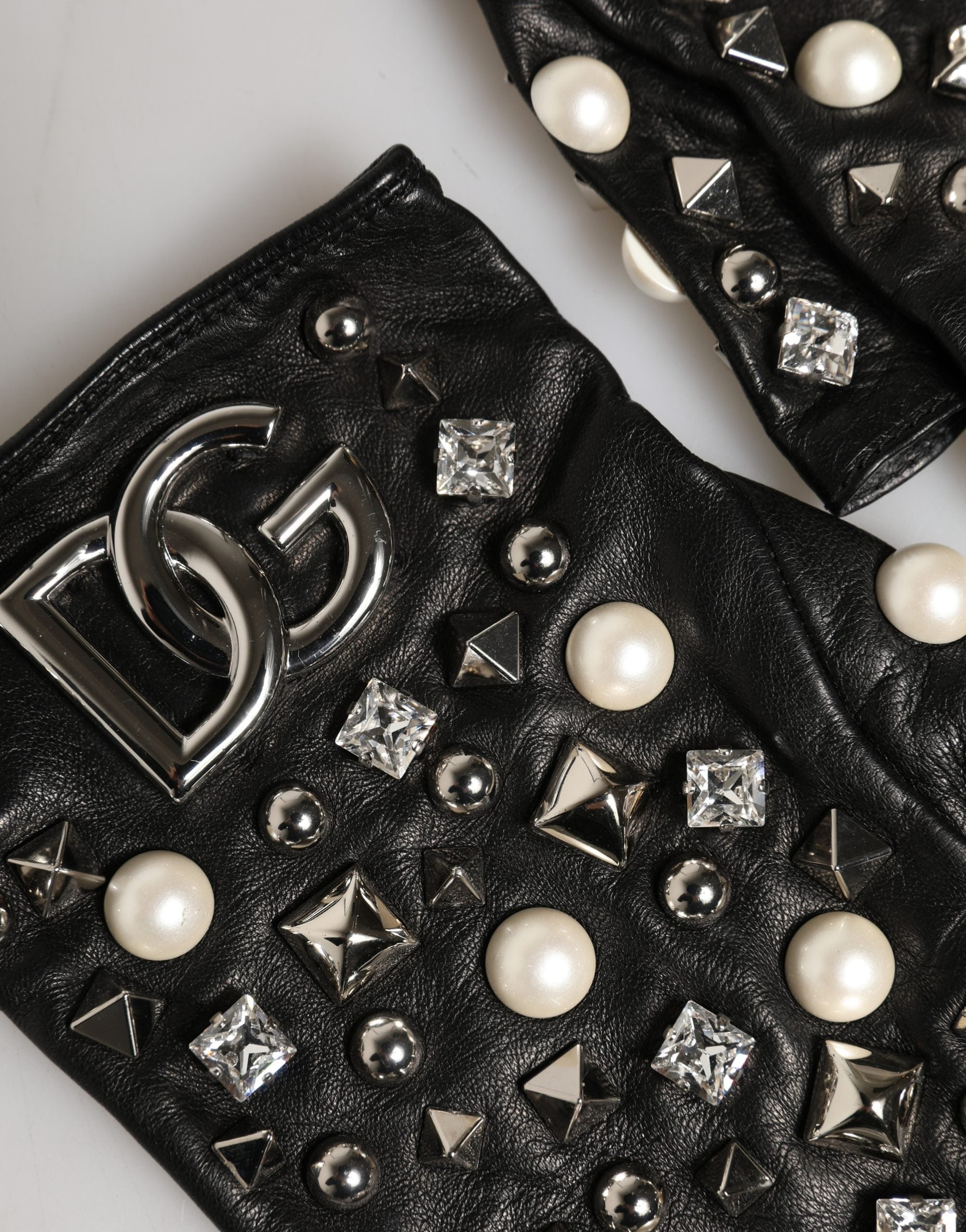 Dolce & Gabbana Black Pearl Embellished Gloves - Luxury Essentials