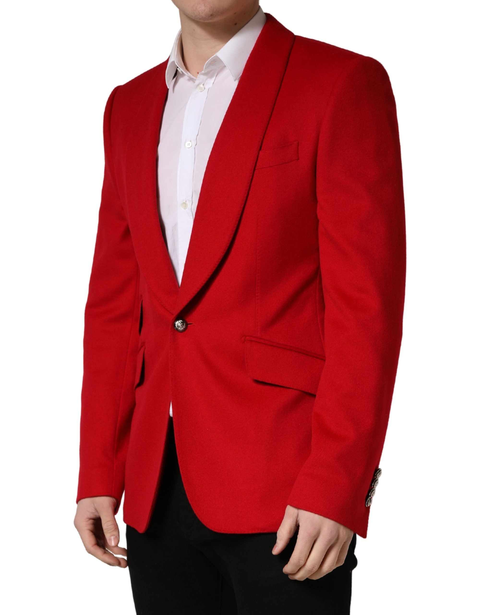 Indulge in the allure of Dolce & Gabbana's Red Cashmere Blazer, a masterpiece of Italian craftsmanship, blending luxurious materials for effortless sophistication.