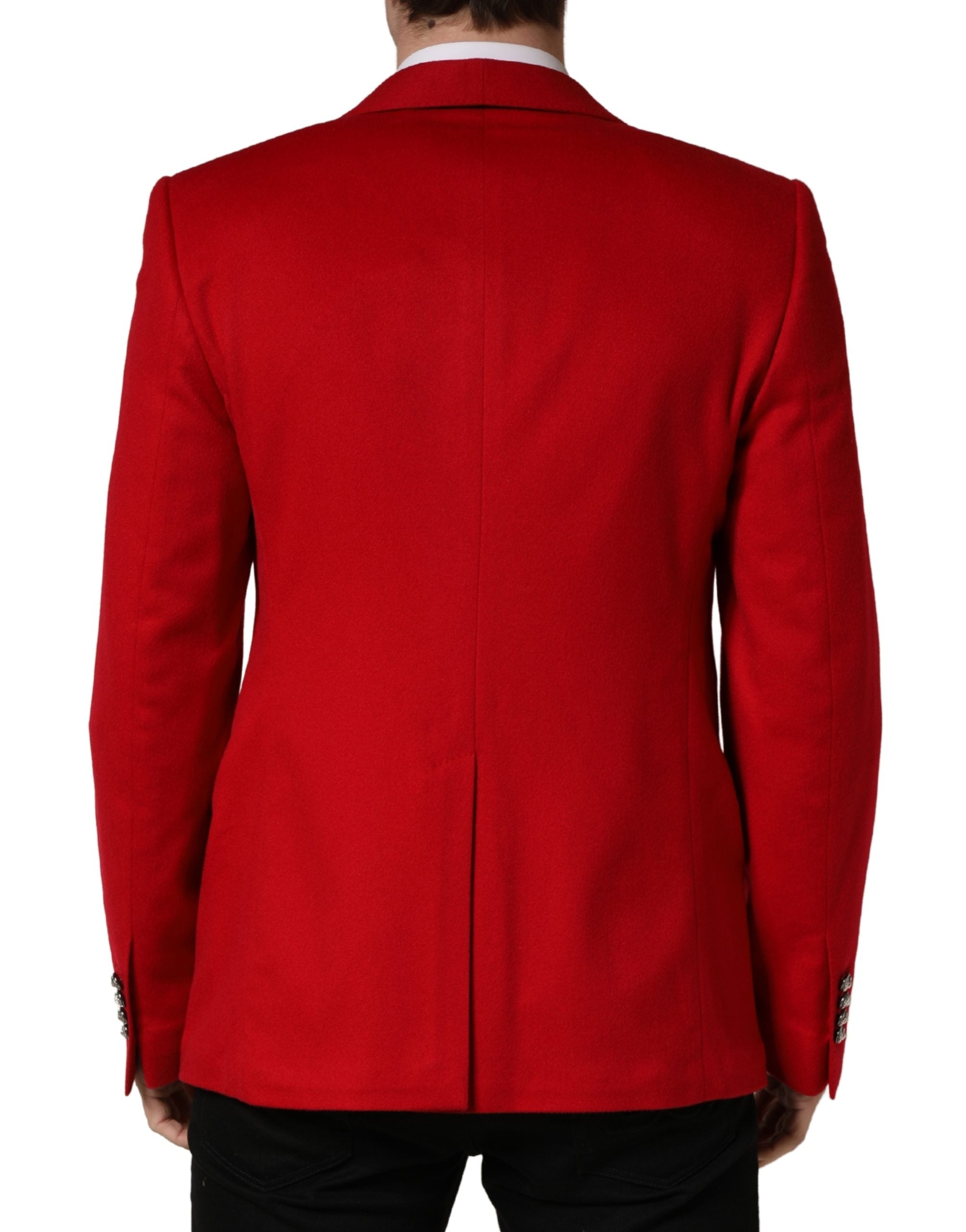 Indulge in the allure of Dolce & Gabbana's Red Cashmere Blazer, where exquisite Italian craftsmanship meets luxurious comfort, perfect for the discerning individual.