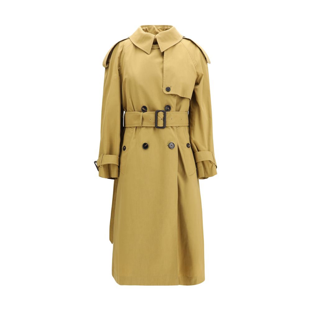 Elevate your style with the Burberry Beige Polyester Trench Coat, a masterpiece of craftsmanship blending luxury and versatility for the discerning individual.