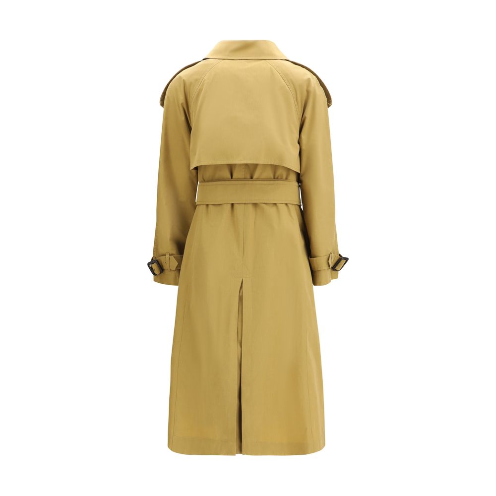 Indulge in the exquisite Burberry Beige Polyester Trench Coat, a timeless piece crafted from premium materials, embodying elegance and versatility for every season.