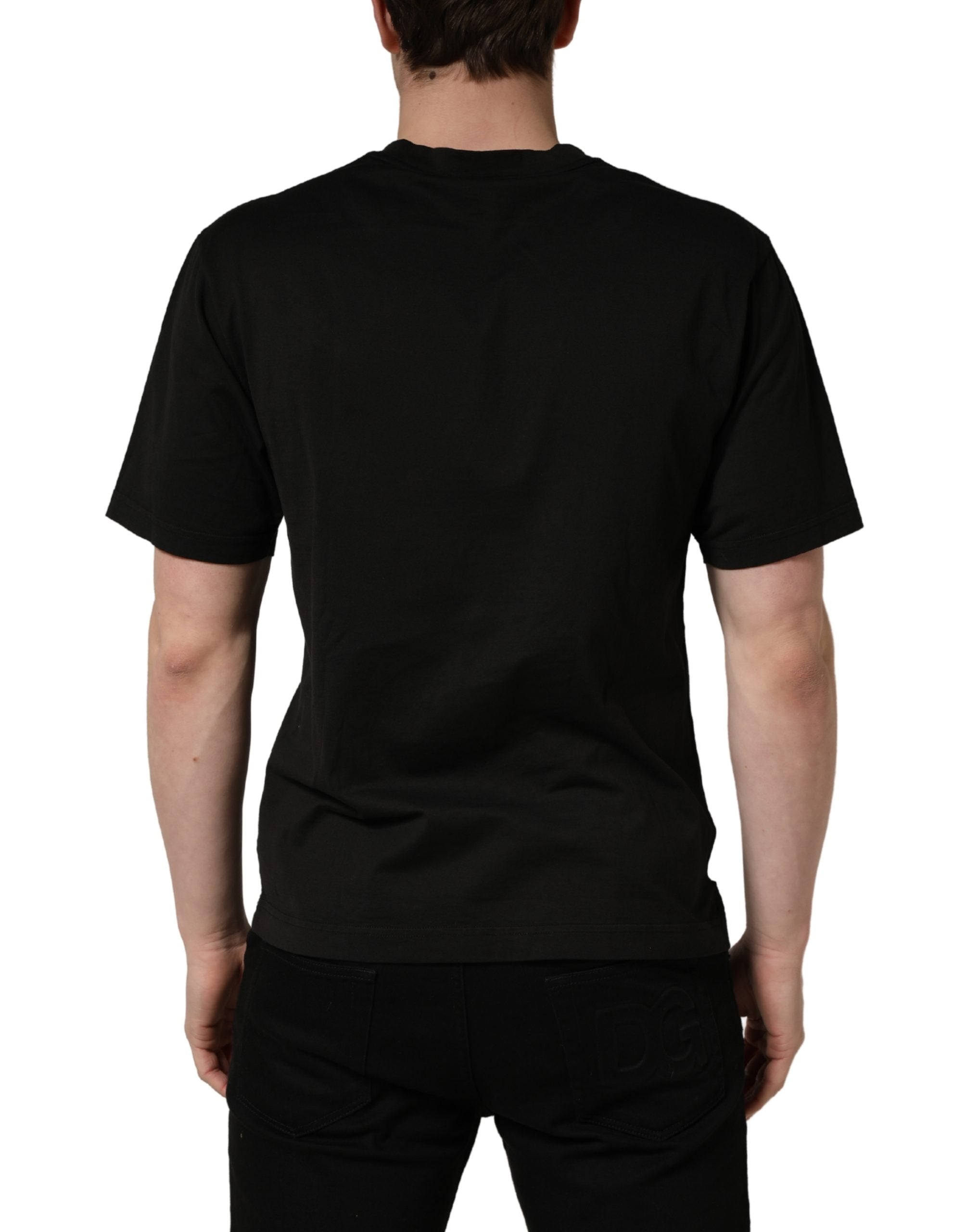 Dolce & Gabbana Black Cotton Short Sleeves Crew Neck T-shirt