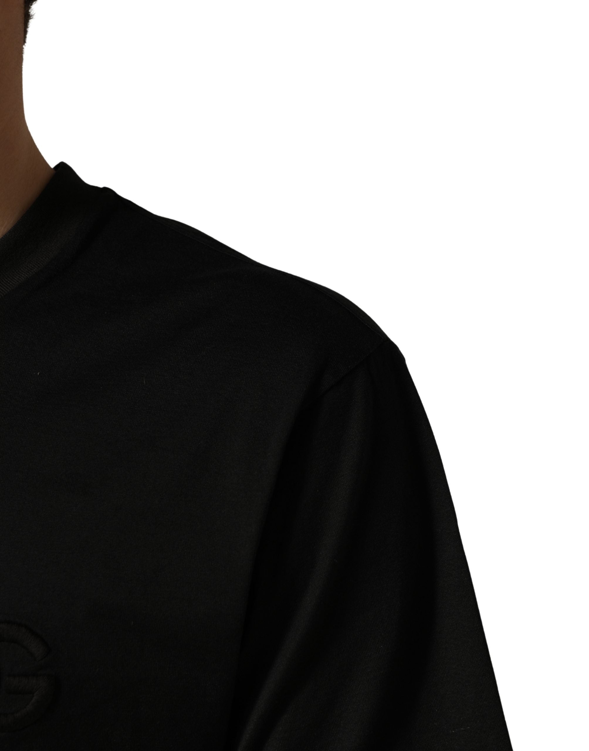 Dolce & Gabbana Black Cotton Short Sleeves Crew Neck T-shirt